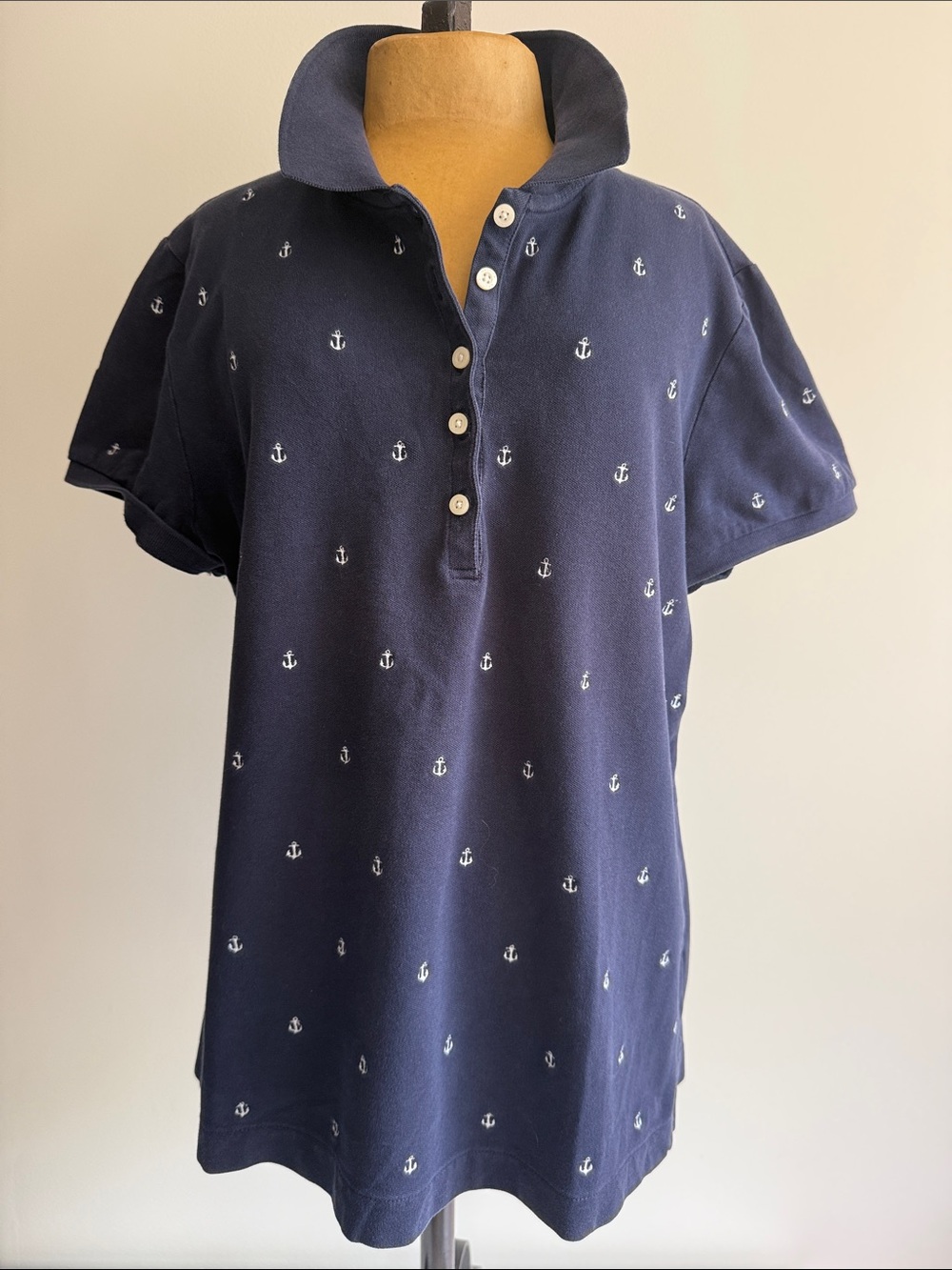 Nautica Navy Polo with White Anchor Print